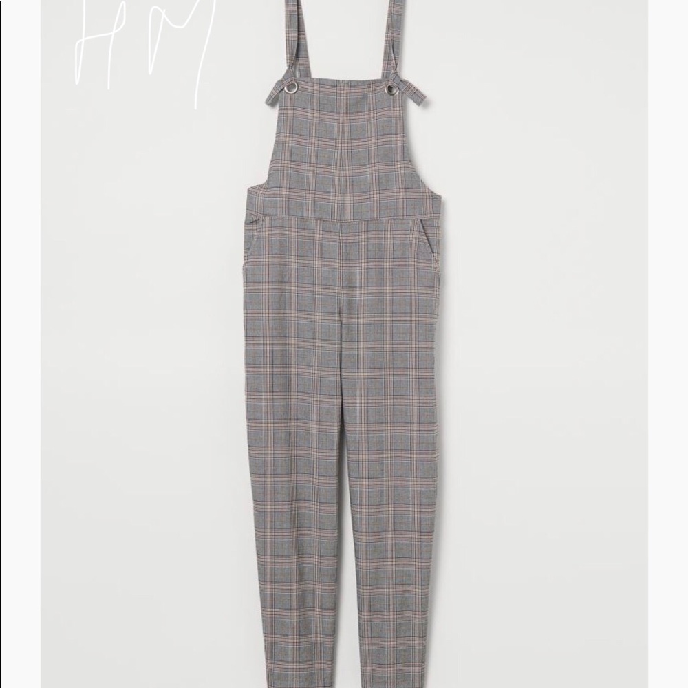 H&M Cotton Plaid Jumpsuit L